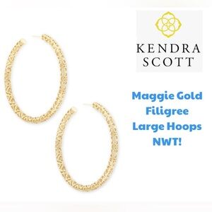 Kendra Scott, Maggie, Gold, Large, Hoops, Earrings, 2.5 inches, AUTHENTIC! NWT!